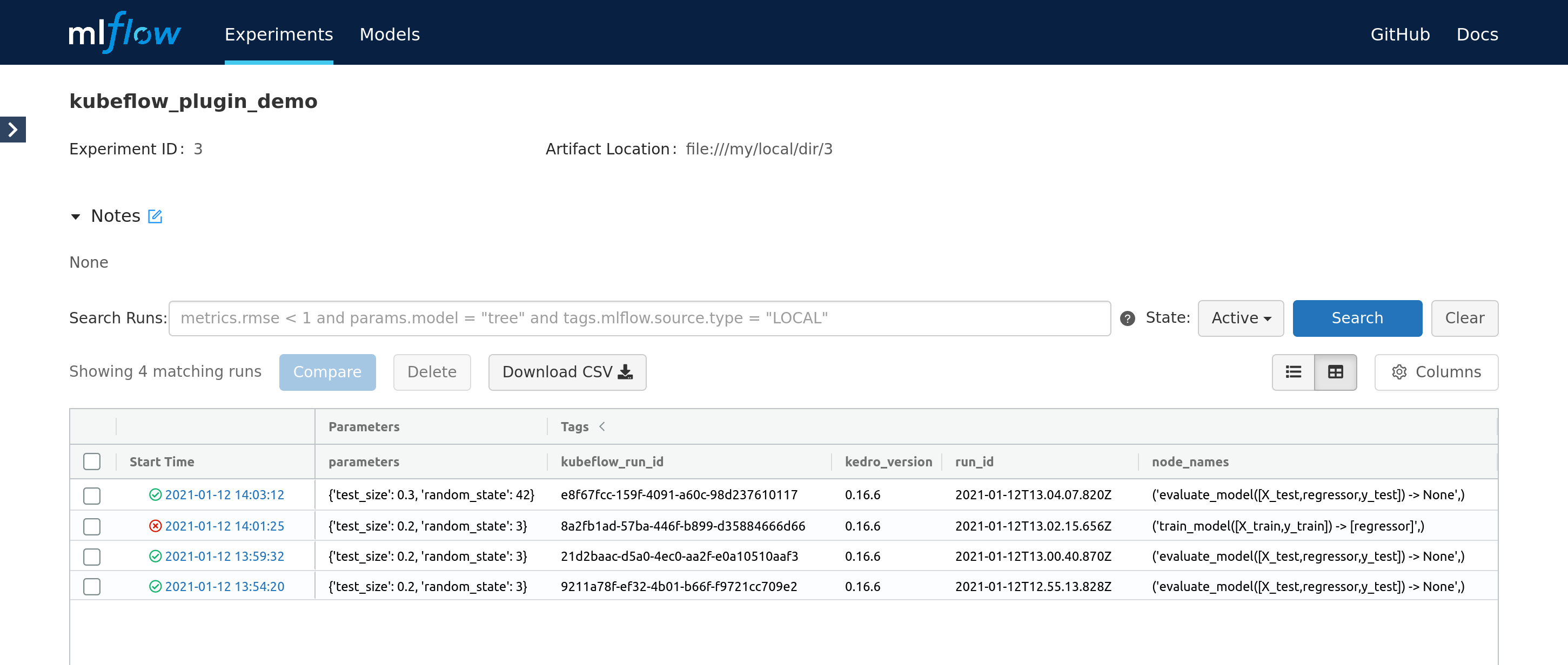 Mlflow UI